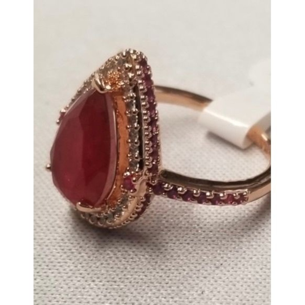 The Hearts Desire Ring - Lab Created Ruby fused with Genuine Quartz - 7